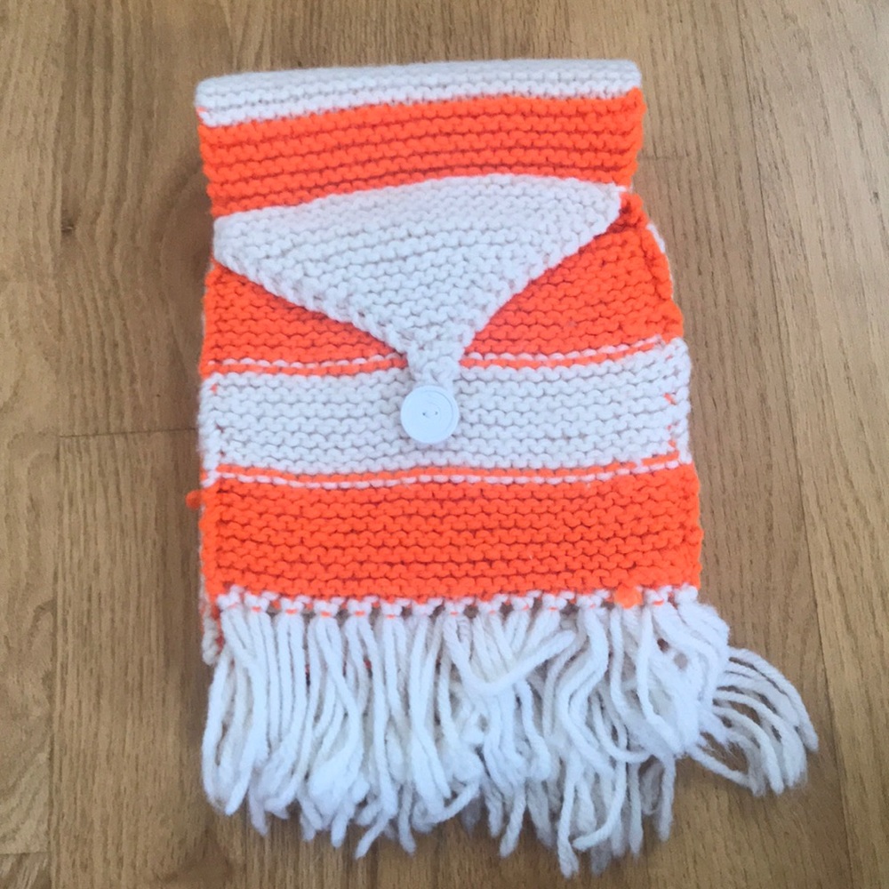 Cream + Orange Button Knot Scarf
